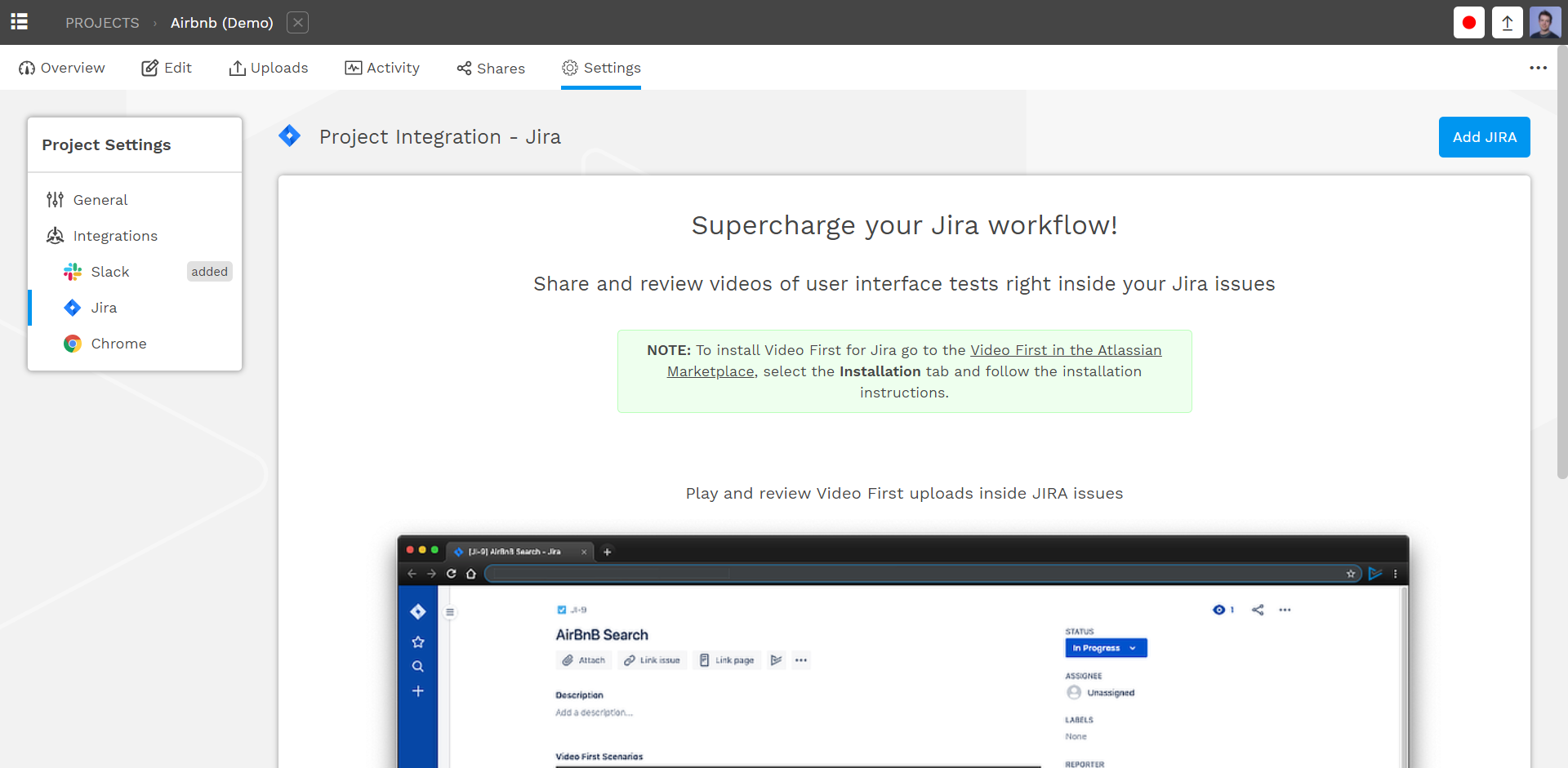 Video first for jira 3